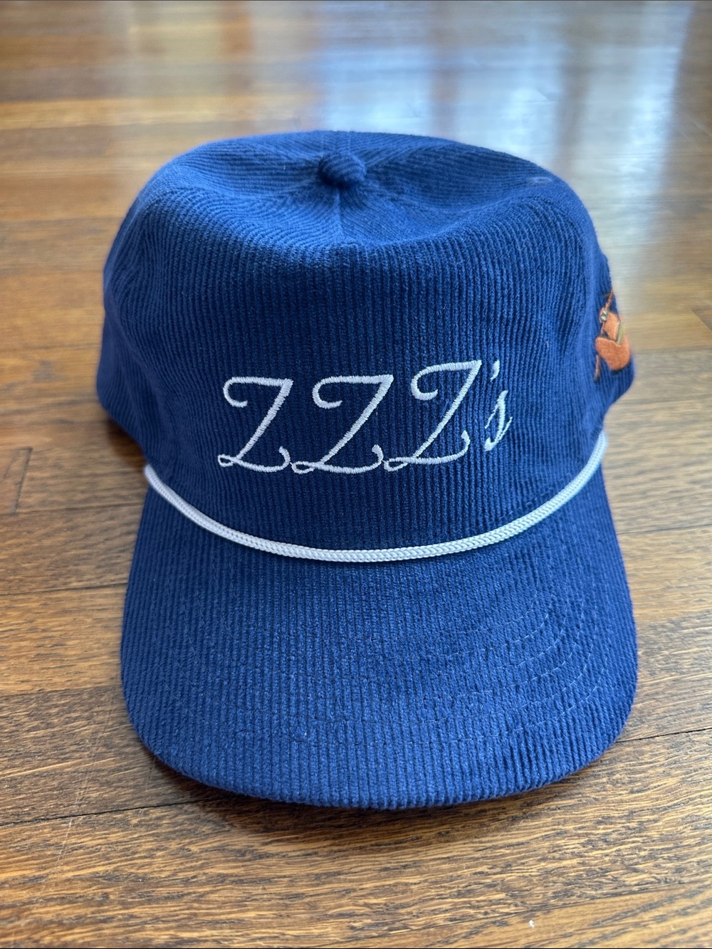 Blue Corduroy Baseball Cap with Sloth Logo